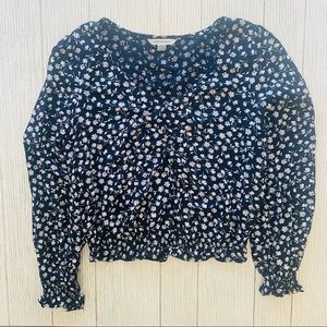 American Eagle navy floral blouse